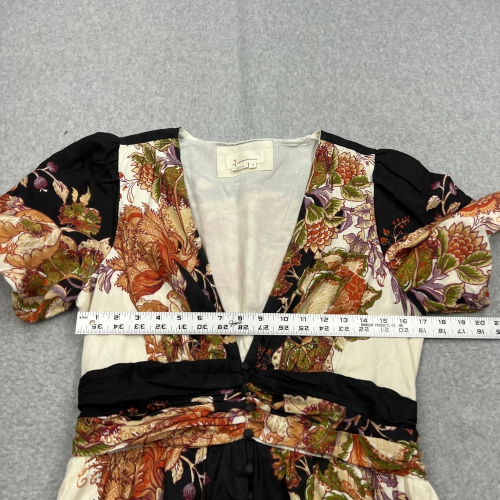 Anthropologie Catalina Button Front Dress Womens Medium Floral V-Neck Midi - Picture 7 of 11